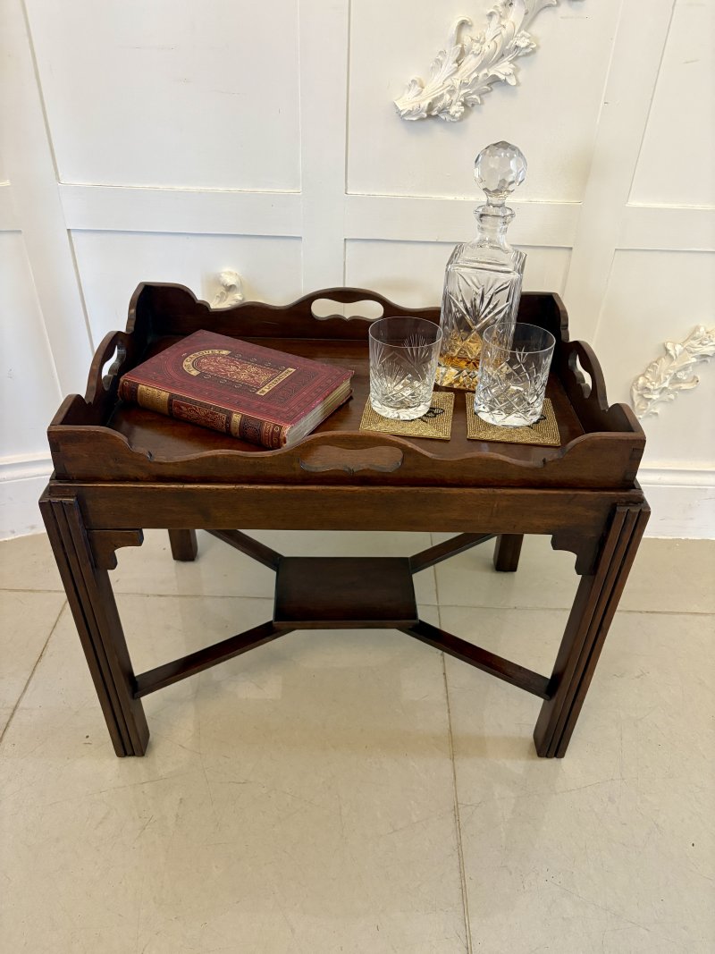 Antique Edwardian Quality Mahogany Butlers Tray on Stand - Image 8